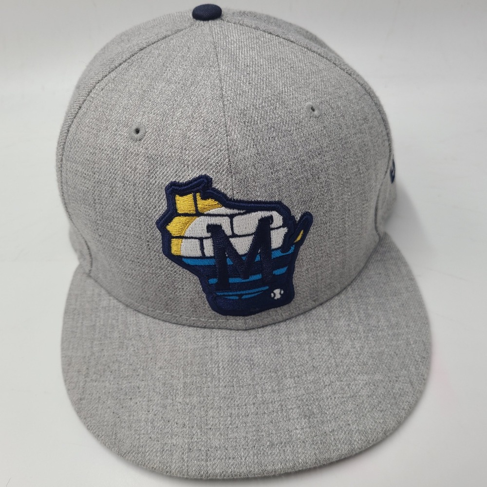 Milwaukee Brewers Hat Fitted 8 New Era 59Fifty‎ Gray MLB Baseball Wool Blend Men